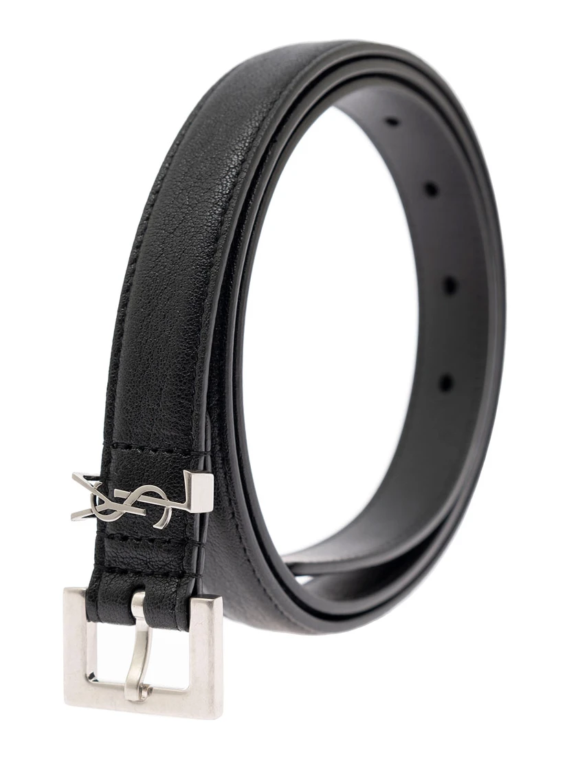 Soft Leather Belt with Metal Buckle Man YSL