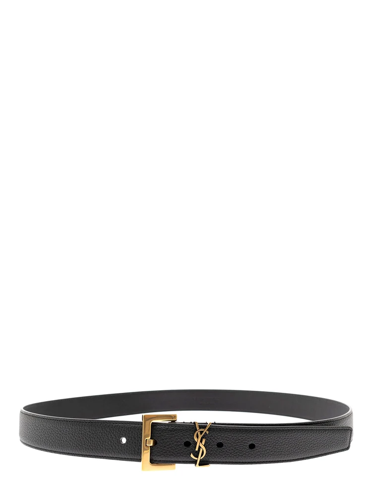 Soft Leather Belt with Gold Metal Buckle Man YSL