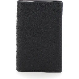 Black Bi-Fold Wallet with Vertical Design in GG Granied Leather Man
