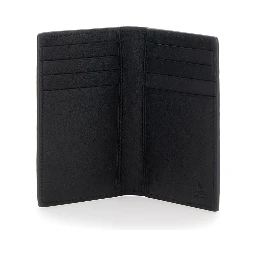 Black Bi-Fold Wallet with Vertical Design in GG Granied Leather Man