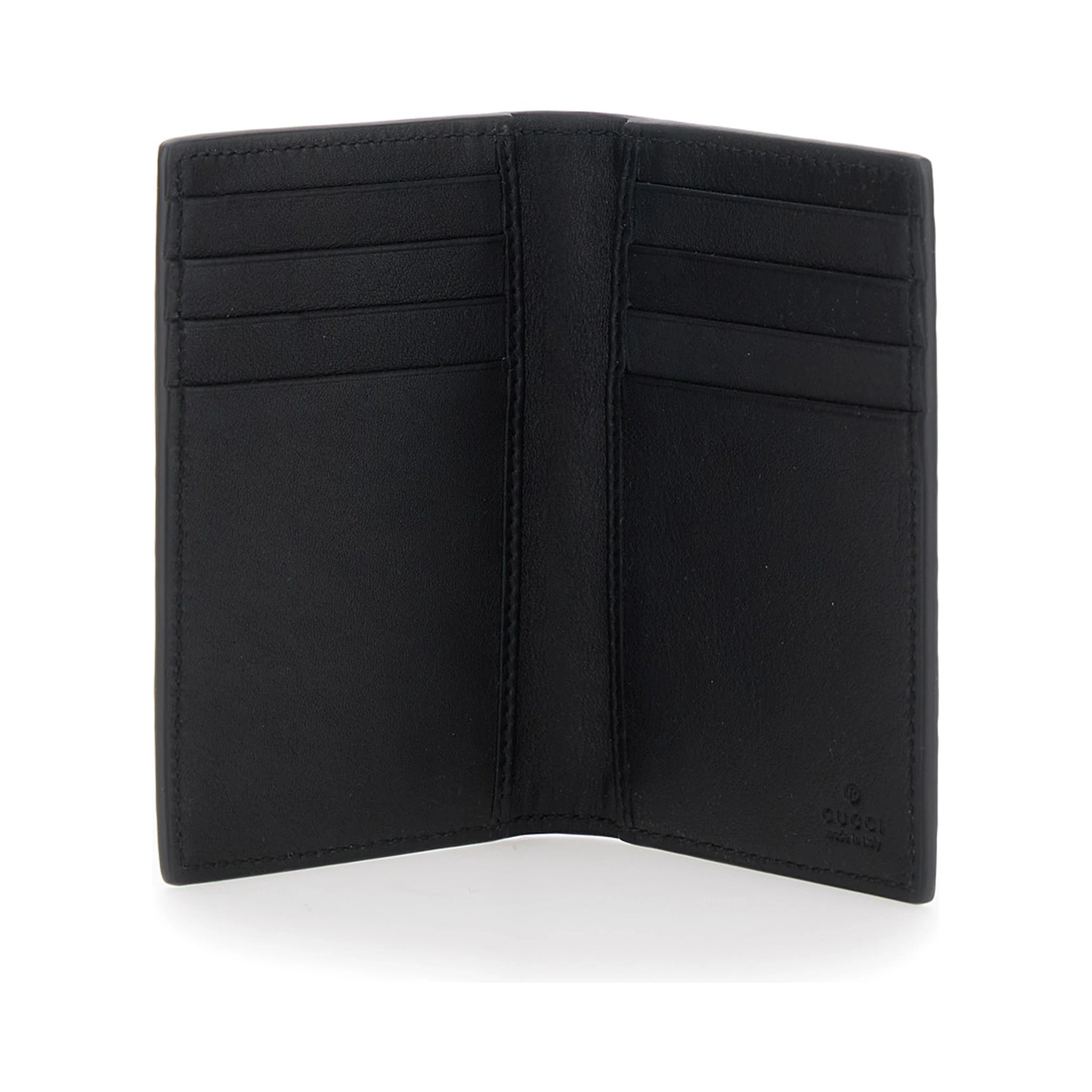Black Bi-Fold Wallet with Vertical Design in GG Granied Leather Man