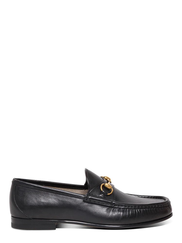 Black Loafers with Horsebit Detail in Leather Man