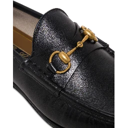 Black Loafers with Horsebit Detail in Leather Man