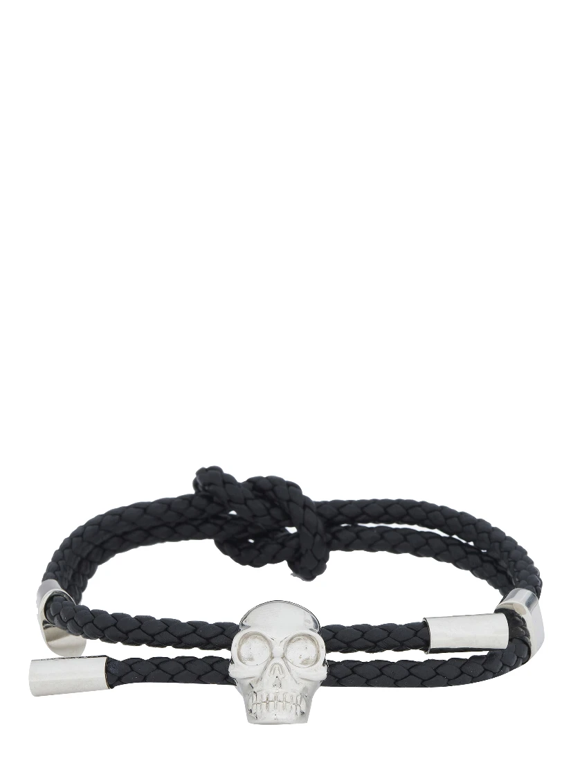 skull-charm braided bracelet