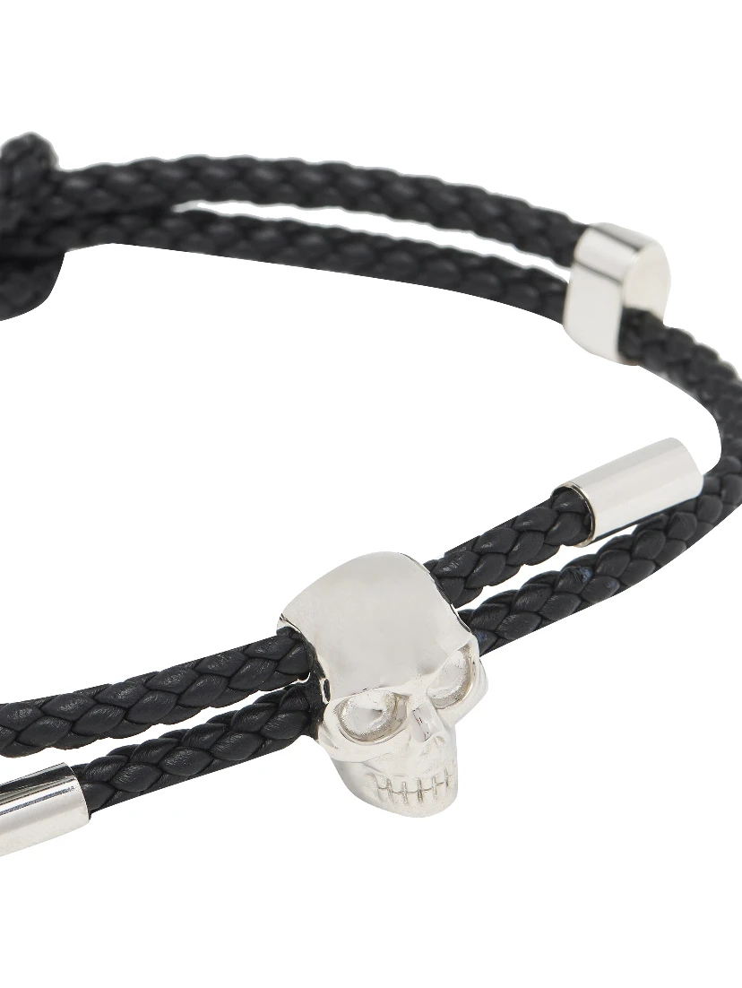 skull-charm braided bracelet