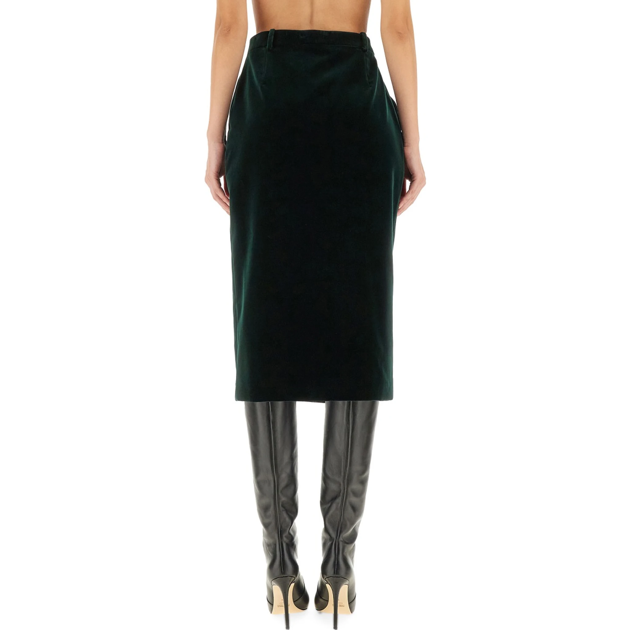 VELVET CROSSOVER MIDI SKIRT