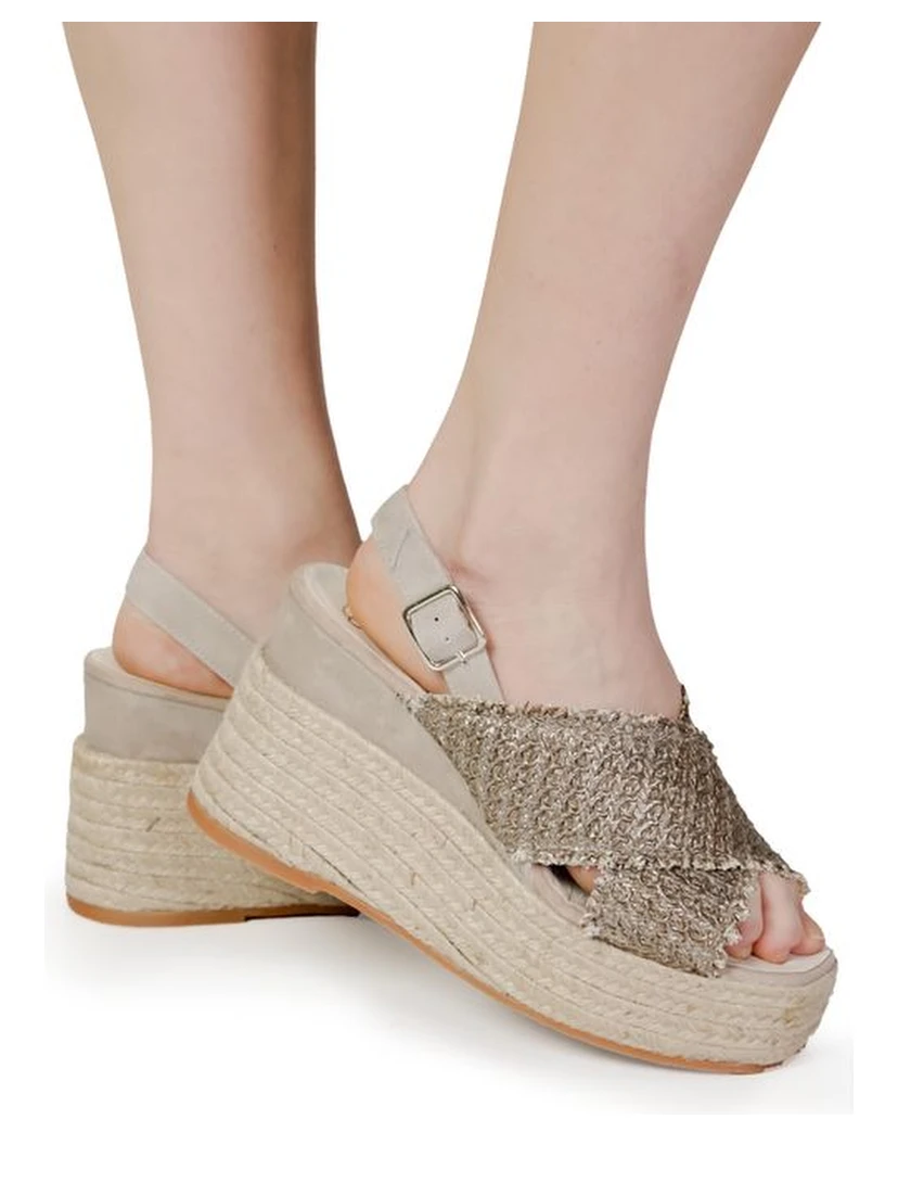 Bronze Cotton High Heel Pumps