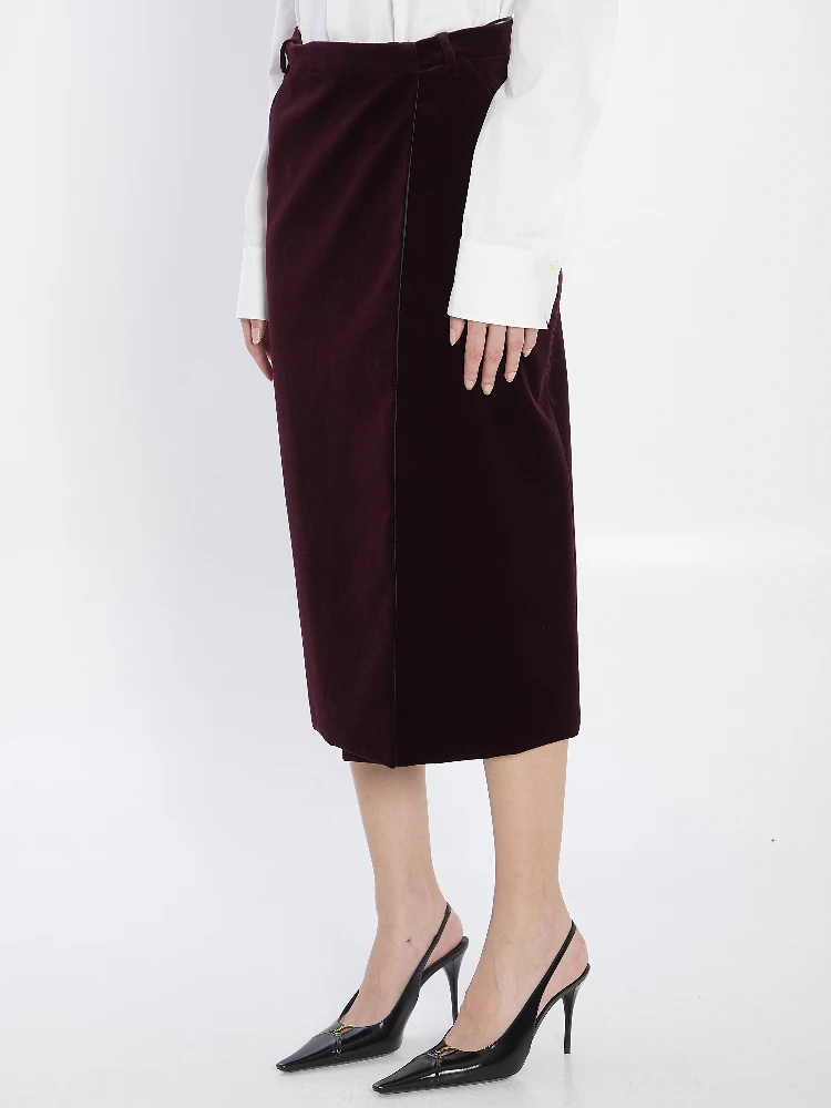 Wrap skirt in velvet alternative