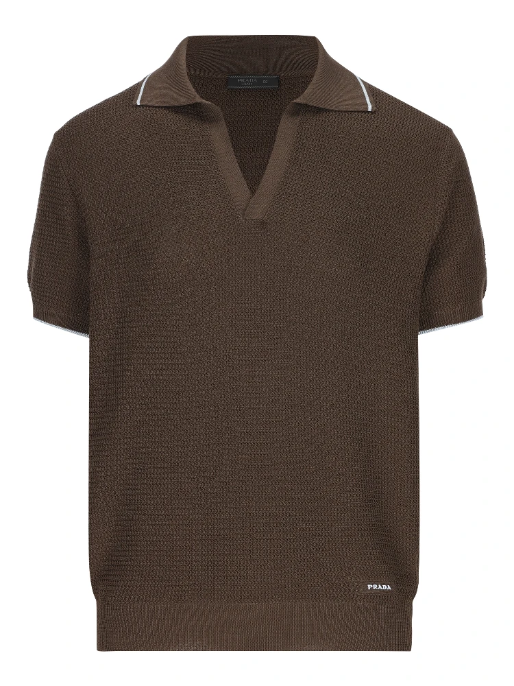 Silk and cotton polo shirt