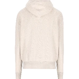 Logo-embroidered Cotton Hoodie In Beige