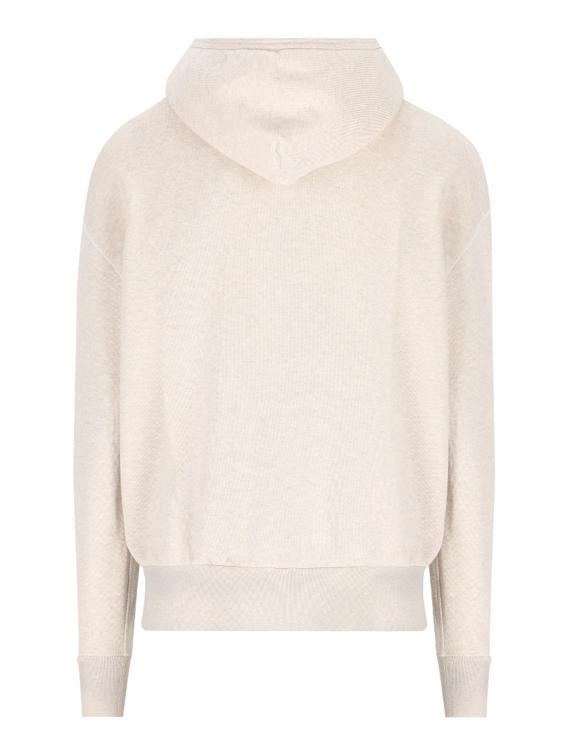 Logo-embroidered Cotton Hoodie In Beige