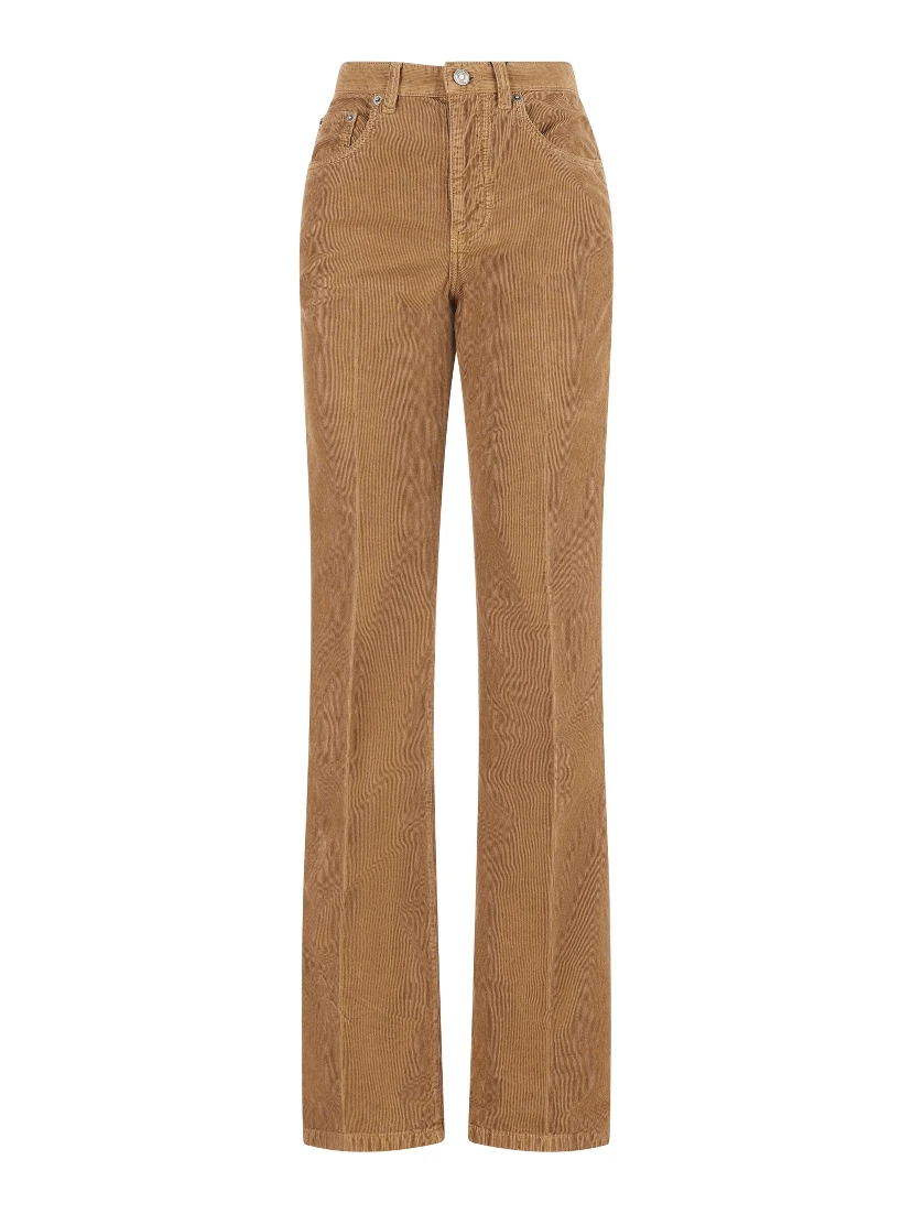 Pleat-detail corduroy trousers