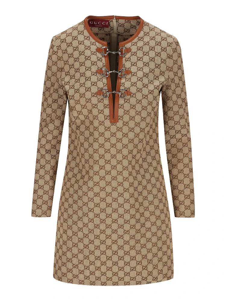 GG-canvas Horsebit-detail mini dress