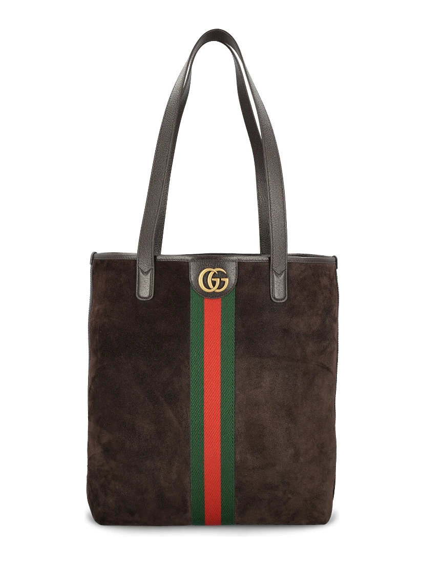 Suede stripe tote bag
