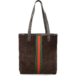 Suede stripe tote bag