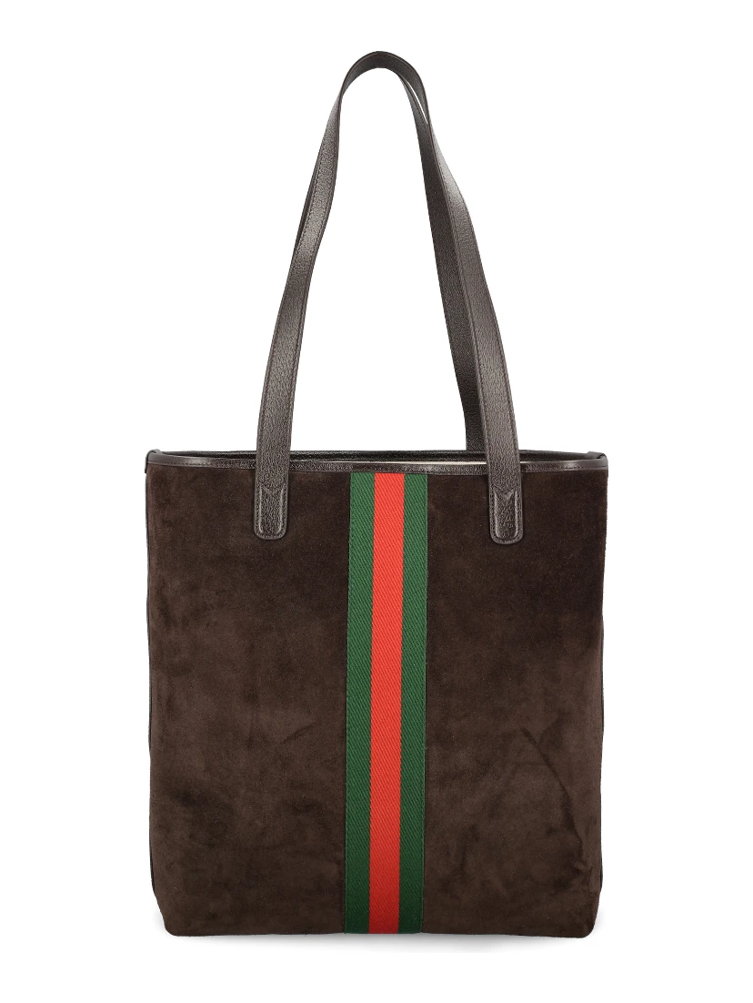 Suede stripe tote bag