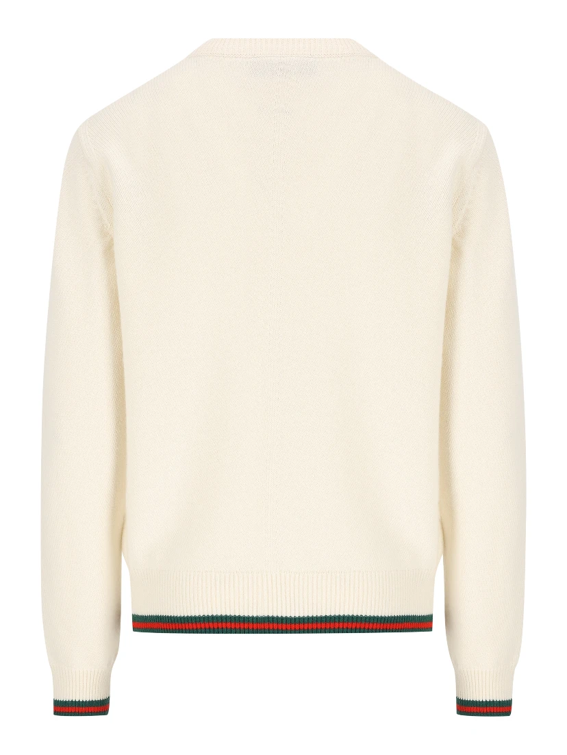 Web-stripe trim sweater