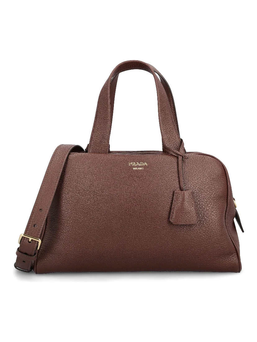 Large leather top-handle bag