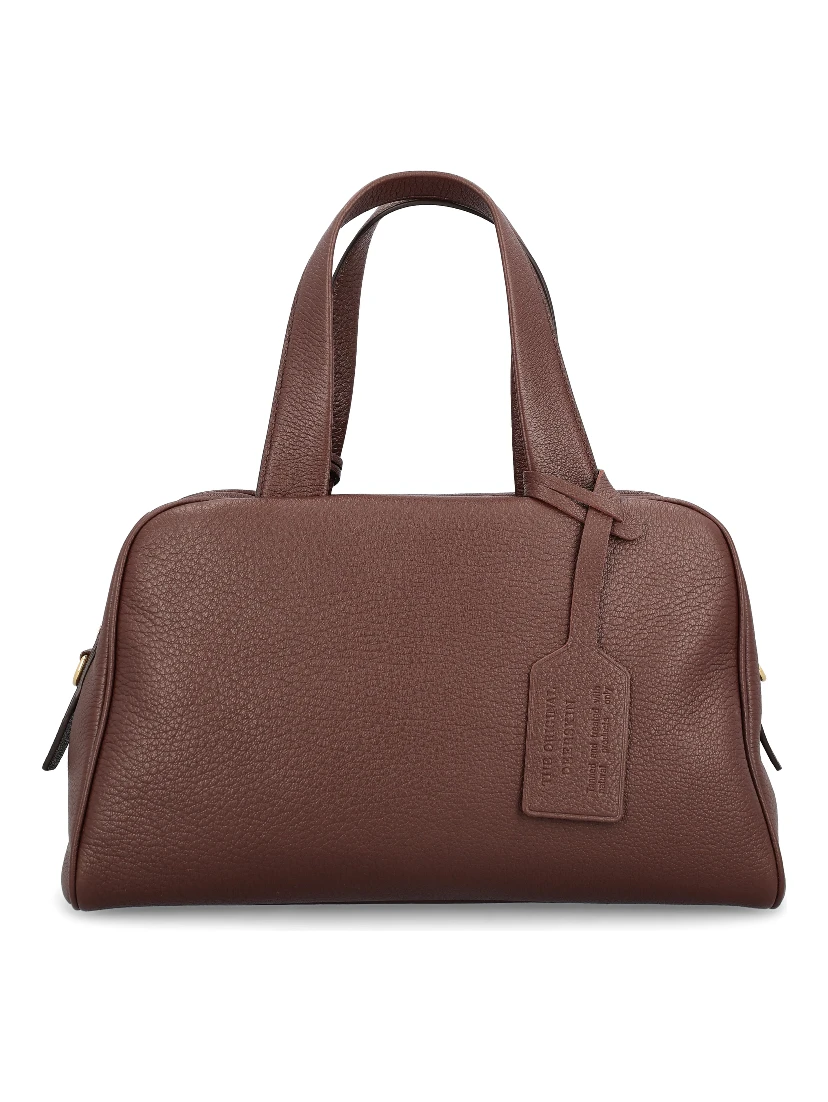 Large leather top-handle bag