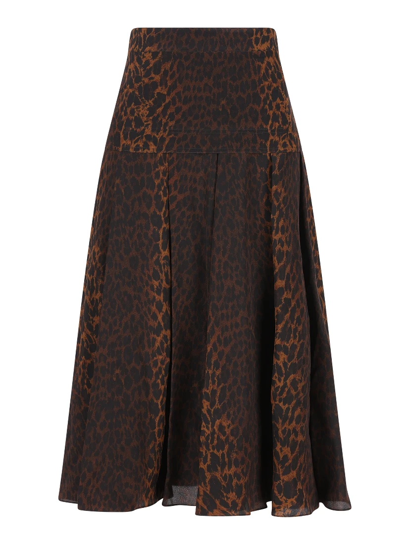 Pleated leopard-print skirt