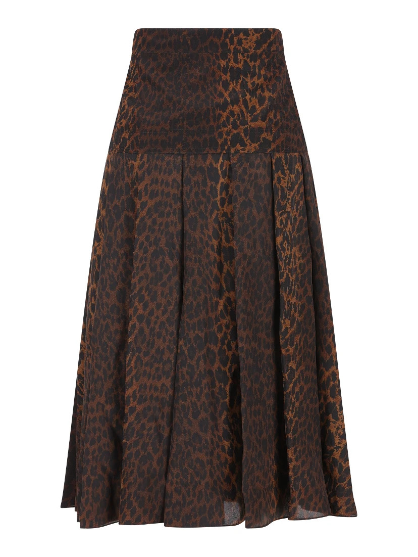 Pleated leopard-print skirt