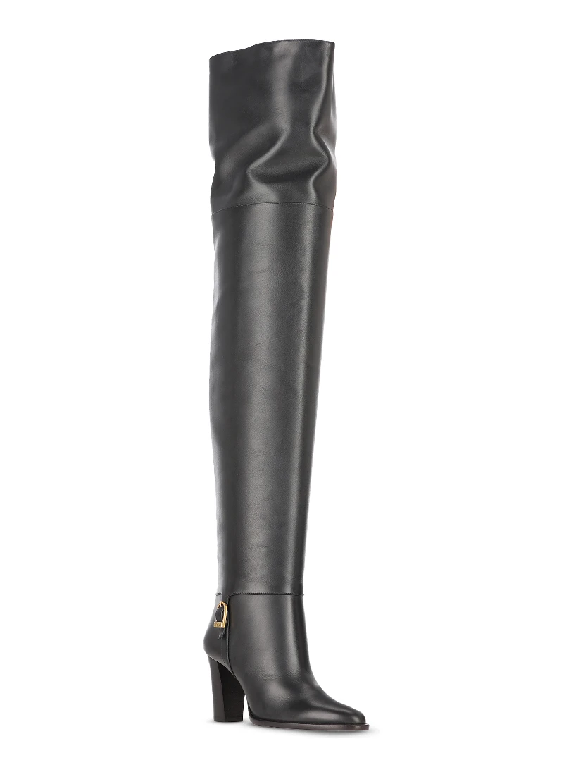 85mm Julia leather buckle-fastening thigh-high boots