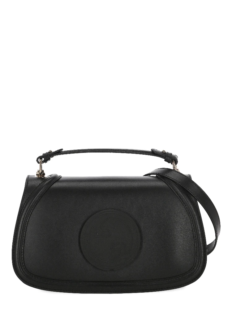 Blondie leather top handle shoulder bag in black.