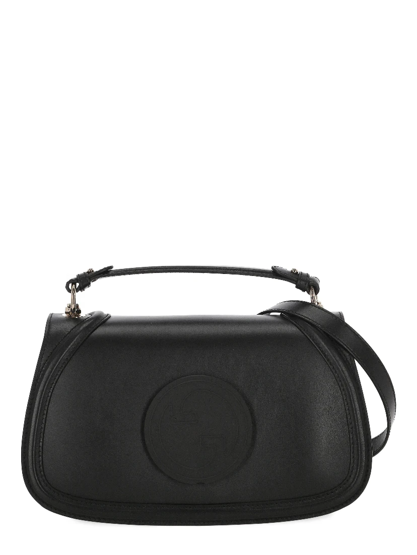 Blondie leather top handle shoulder bag in black.