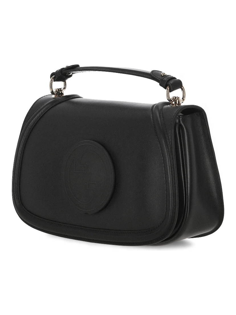 Blondie leather top handle shoulder bag in black.