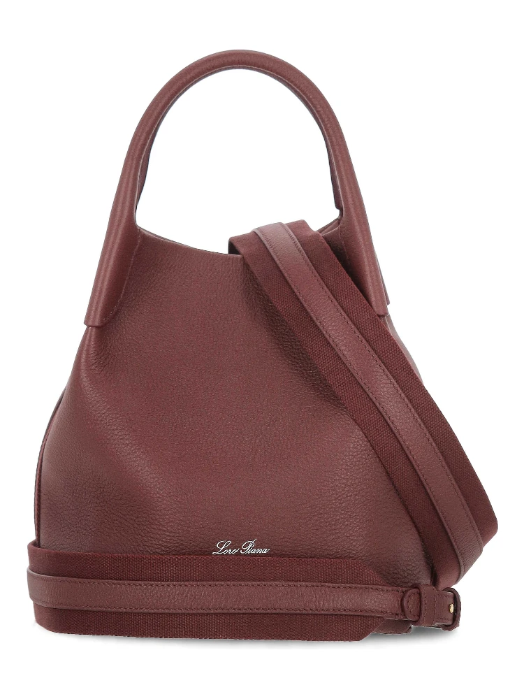 Bale canvas-trimmed textured-leather tote