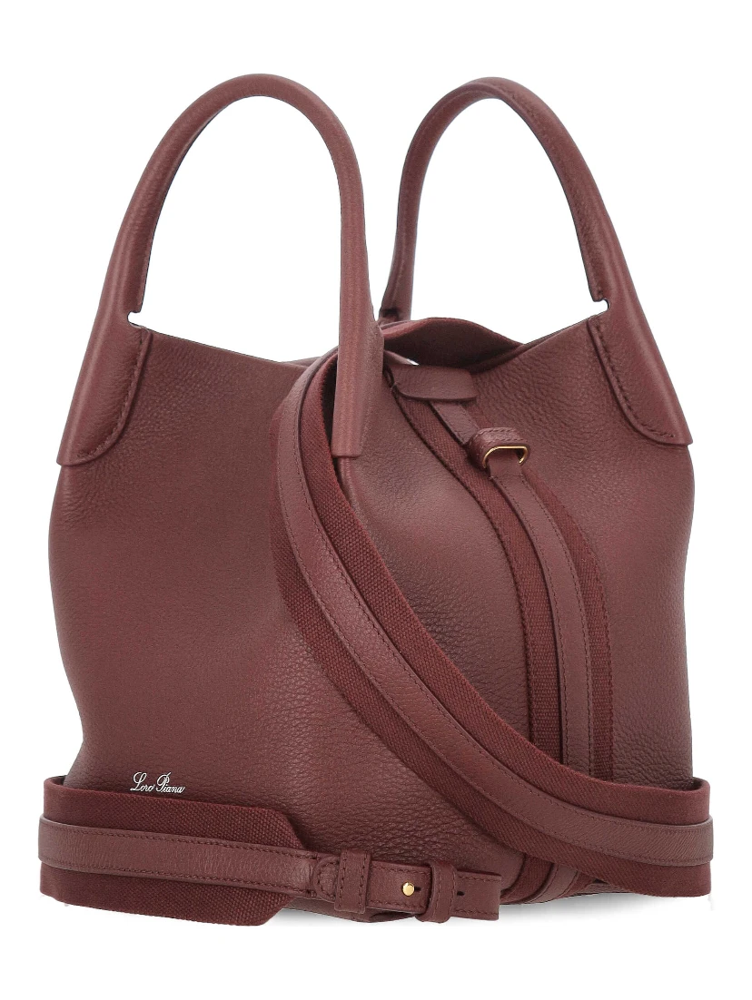 Bale canvas-trimmed textured-leather tote