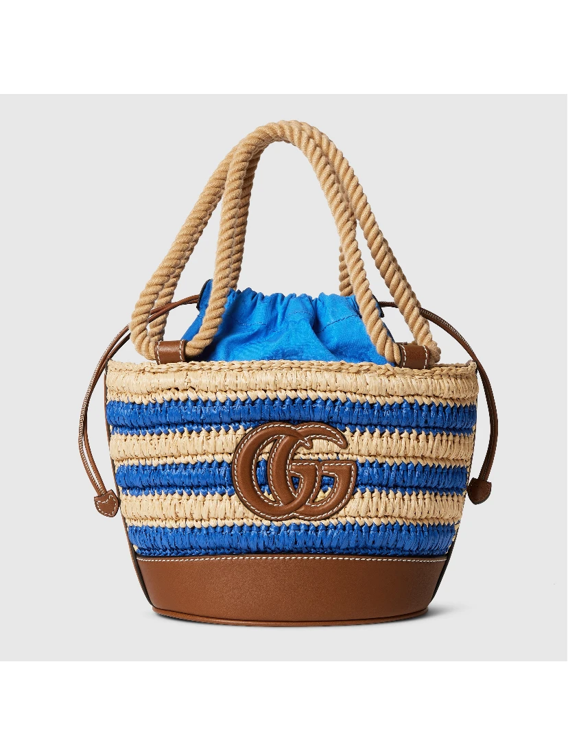 Woven mini bucket bag