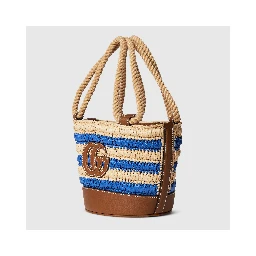 Woven mini bucket bag