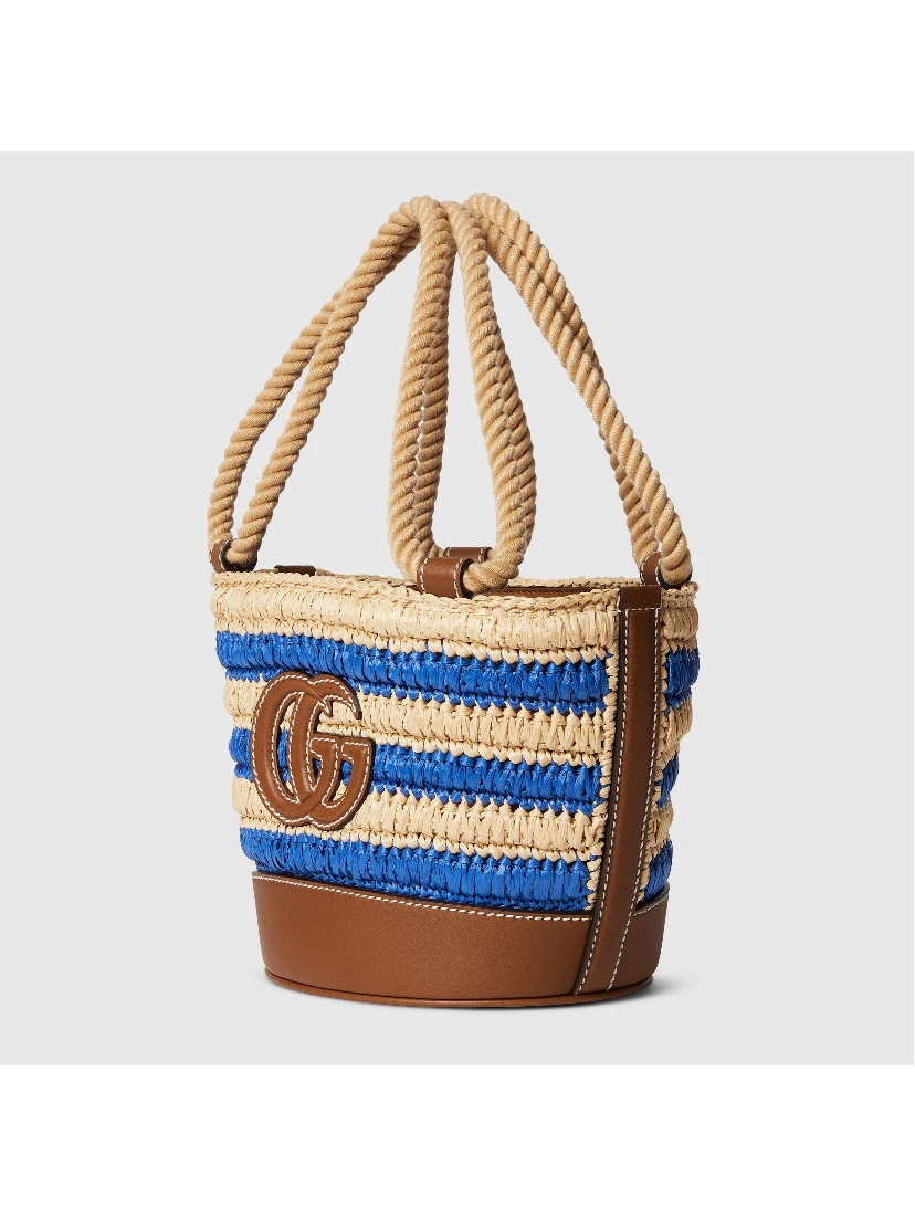 Woven mini bucket bag