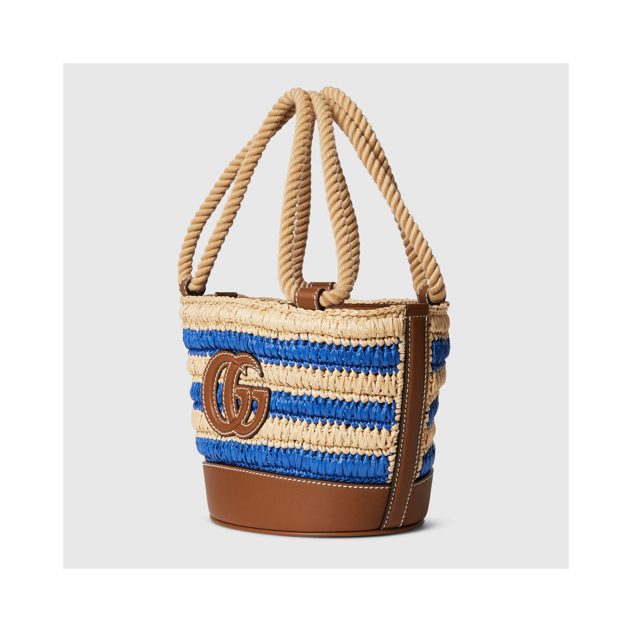 Woven mini bucket bag
