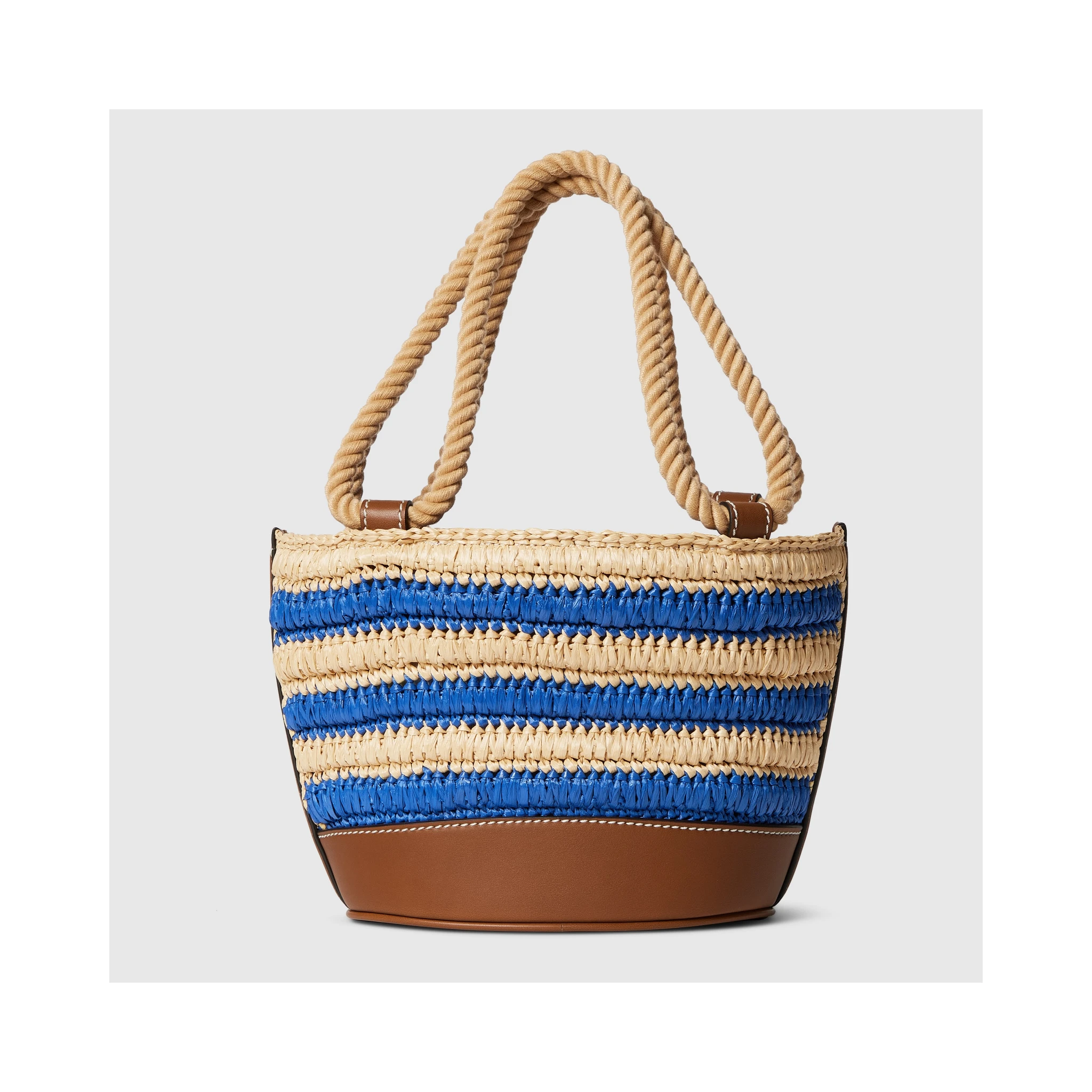 Woven mini bucket bag