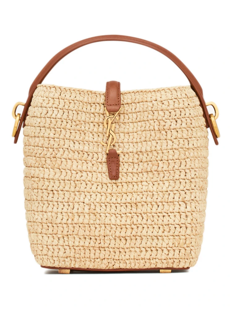 Raffia bucket bag