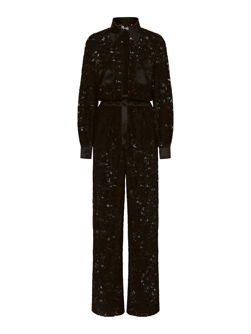 cordonetto-lace long-sleeve jumpsuit