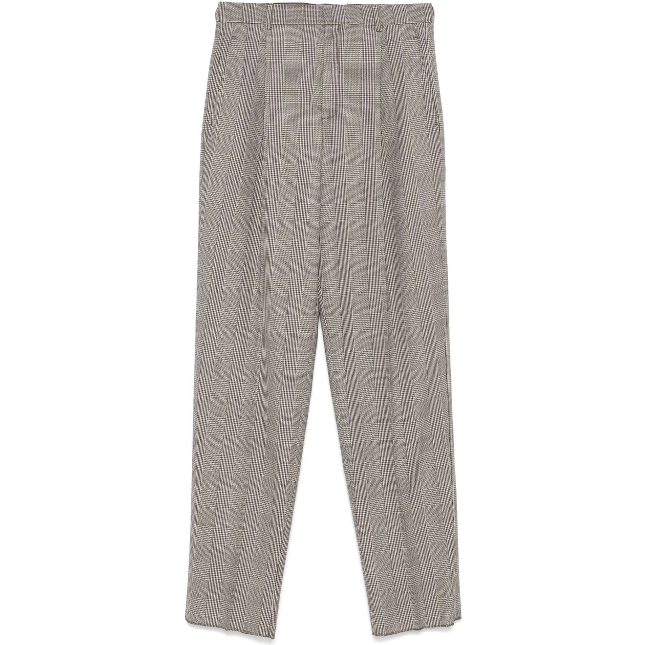 Prince Of Wales Checked Trousers In Gray
