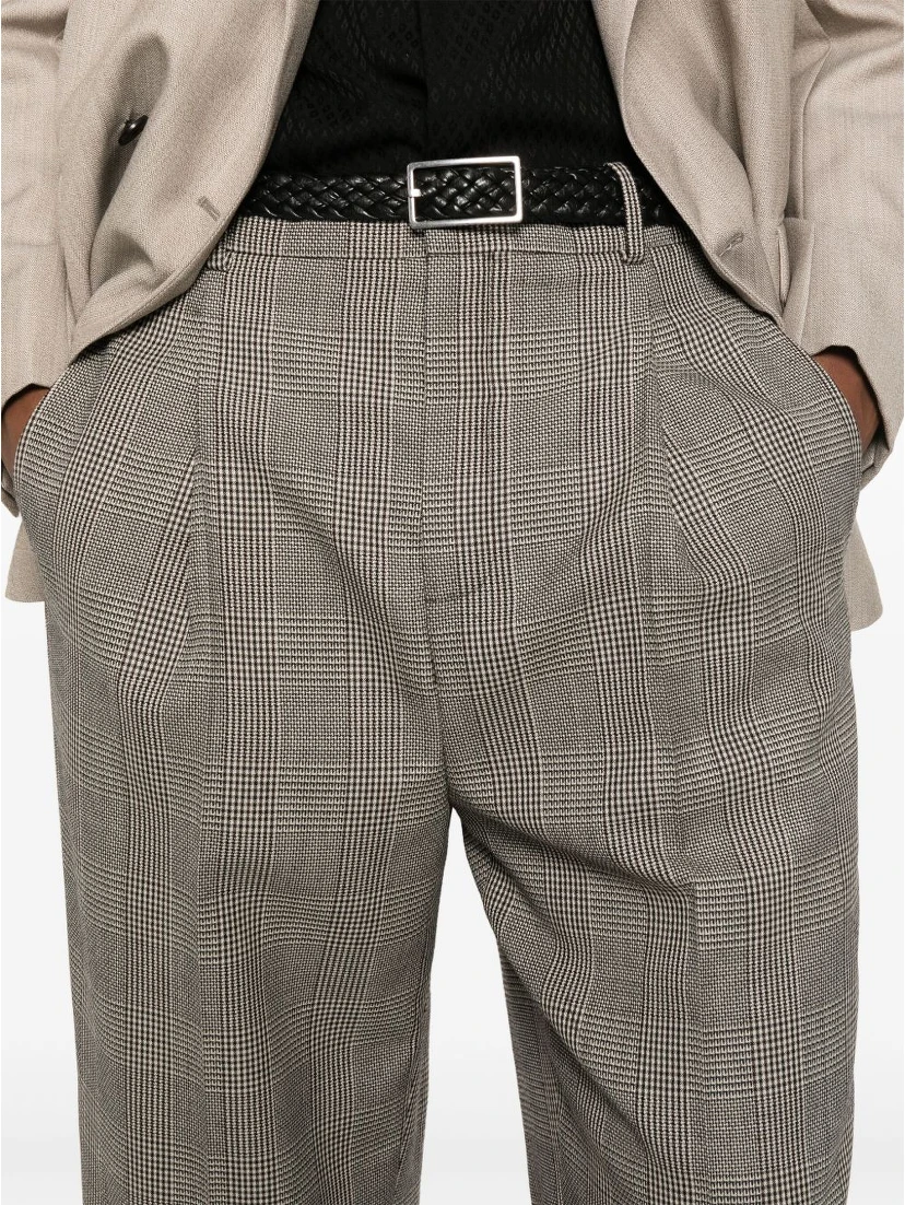Prince Of Wales Checked Trousers In Gray