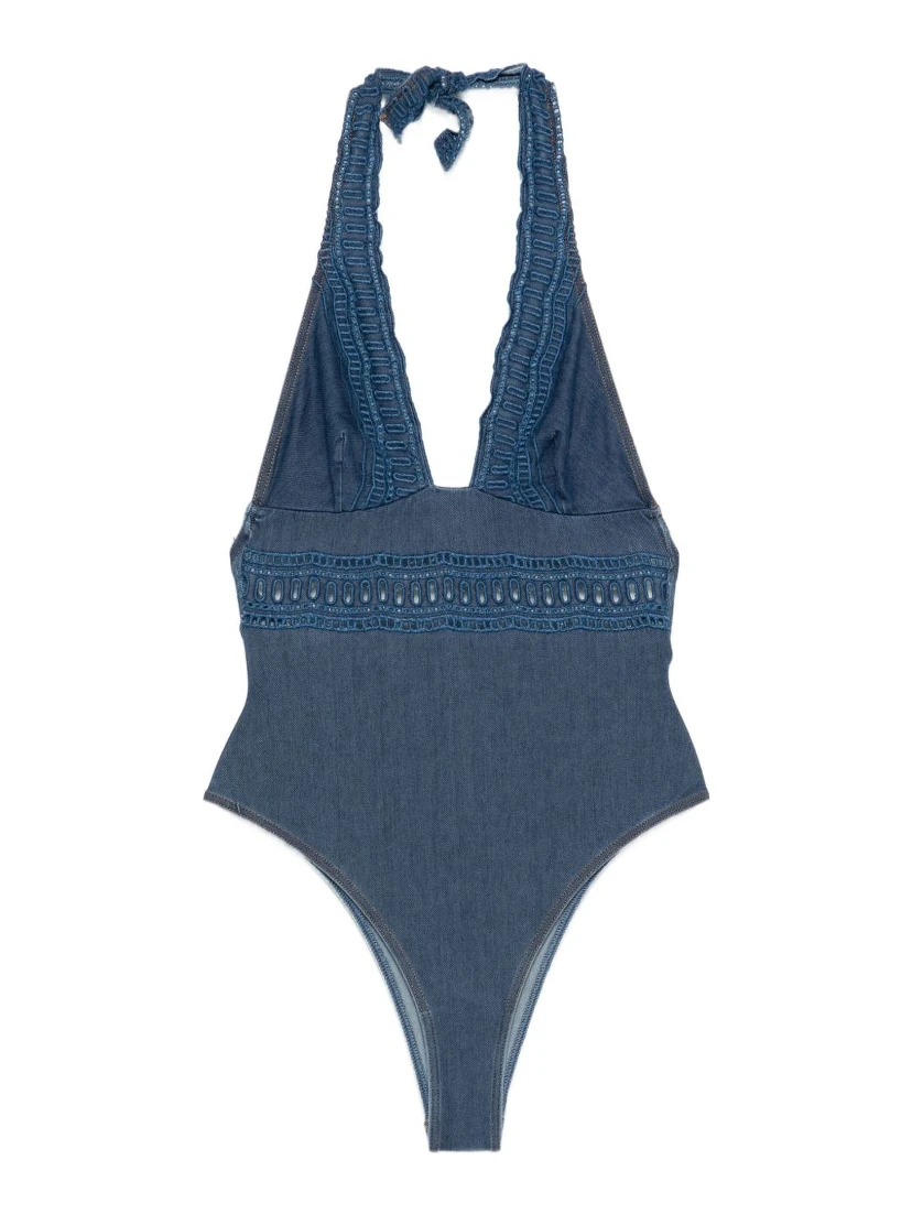 crochet-lace halter swimsuit