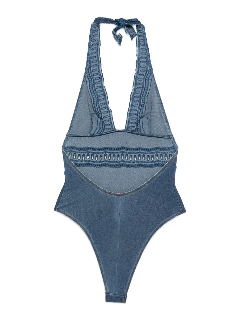 crochet-lace halter swimsuit