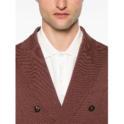 Double-breasted Cotton Jacket With Rear Vents In Brown