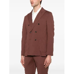 Double-breasted Cotton Jacket With Rear Vents In Brown