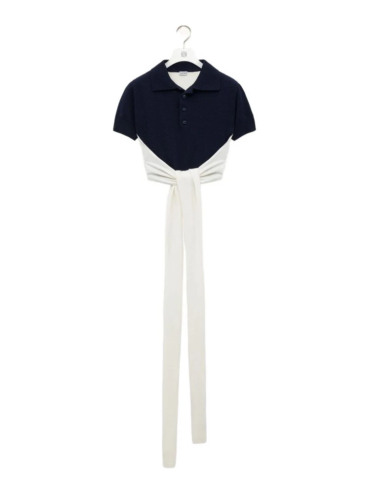 knot-detail polo top