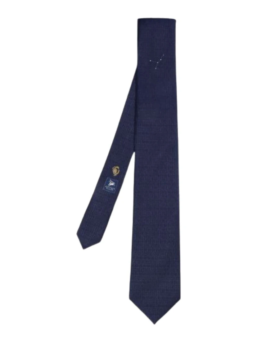 Aries geometric-pattern silk tie