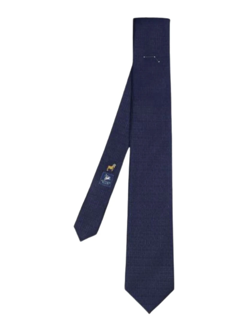 leo-embellished geometric-pattern tie