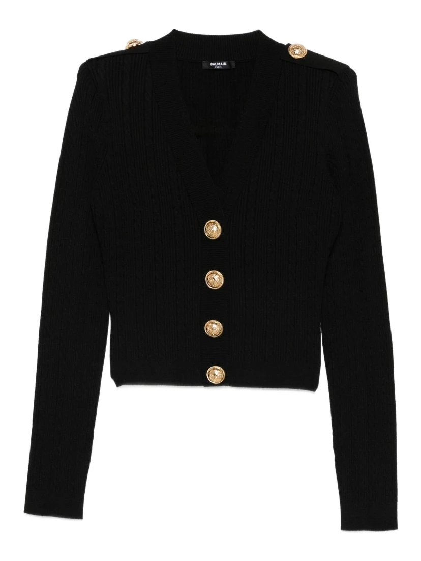 ribbed button-up cardigan