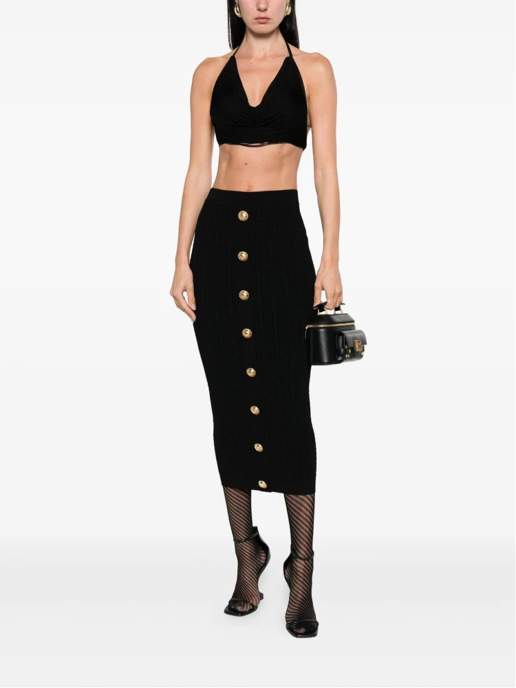 cable-knit button-front midi fitted skirt alternative