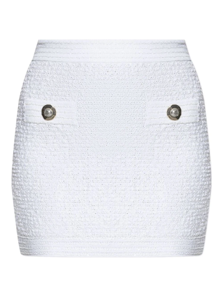 White Cotton Blend Miniskirt
